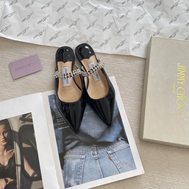 出厂： Jimmy Choo 2025顶级专柜 新款限定官网上新 独家首发 Jc 25Ss-初夏尖头水钻半拖 Jc半拖 Jc拖鞋 Jc美鞋 Jimmy Choo