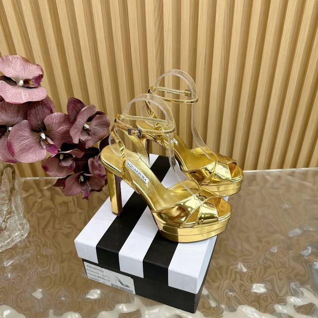 Aquazzura 新款顶级版本 菠萝女士幻彩 高跟凉鞋原版1比1开模鞋跟 高跟闪耀光芒 进口羊皮搭配原版开模鞋跟，简单大方 .使鞋子更有女人味，适合派对的设计