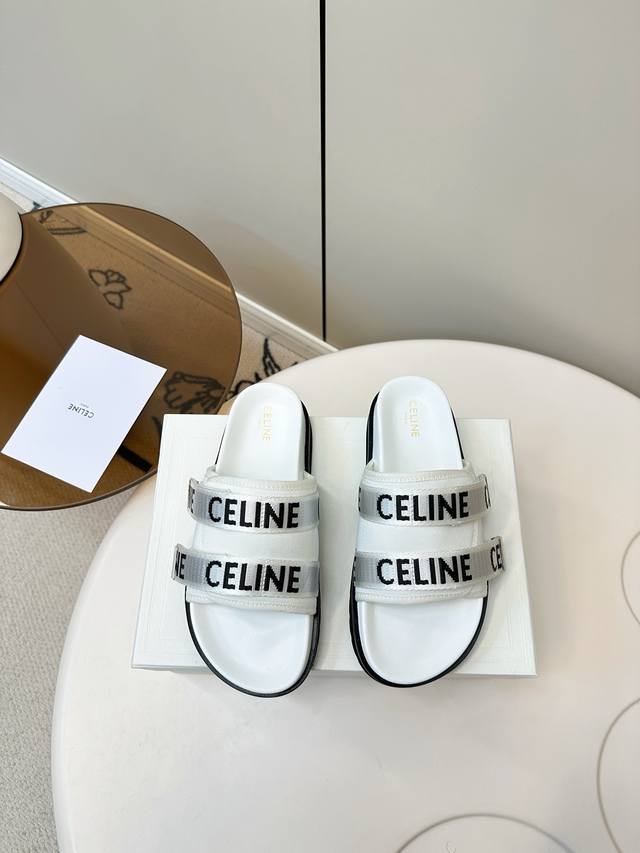 Celine 2025Ss夏季新款魔术贴沙滩拖鞋Ｐ Celine网红爆款来袭！各大网红抢先体验、Celine网红Ins种草神器、非常复古风、气场十足单品、设计风