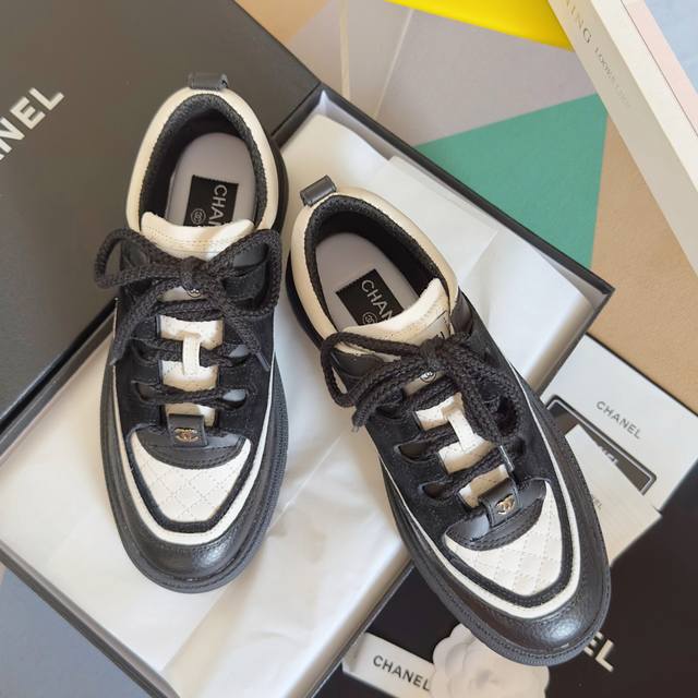 顶级版本：女款 Chanel 香奈儿 25C 中古风 厚底 休闲鞋 运动鞋原版购入开发 做货 小香 C家 专柜又一超级大爆款，网红博主小姐姐们的挚爱，社交平台的