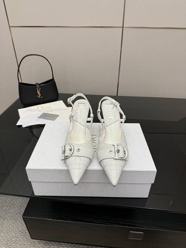 Dior 春夏新品中古电绣高跟鞋延续D家永恒经典！这款鞋低调不失华丽 性感又不显张扬 鞋型是大家都爱的秀气款 非常非常显瘦 侧面整个弧度将脚部曲线完美展现 既有