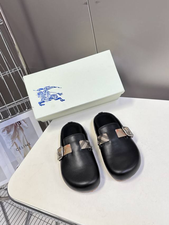 男装10巴宝莉Burberry2025秋冬最新情侣款 勃肯鞋 这几年超火的勃肯鞋满大街都是同款 终于有大品牌出勃肯拖啦 经典的勃肯设计 细节满满的都是品牌元素