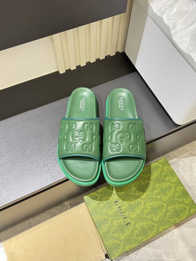 G家 Size:38-45 Gucc* 古奇 原单品质 2025Gucc* 古.奇 夏季新款 双G 老花 拖鞋 沙滩鞋原版购入开发 做货 G家2025夏季新款黑