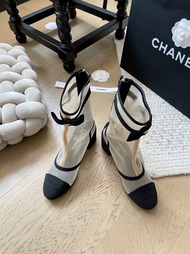 Chanel 25B新款蝴蝶结网纱短靴顶级版本！抢先发售 爆款系列鞋面网纱 内里羊皮 真皮大底码数：34-41 34 40 41定制不退不换