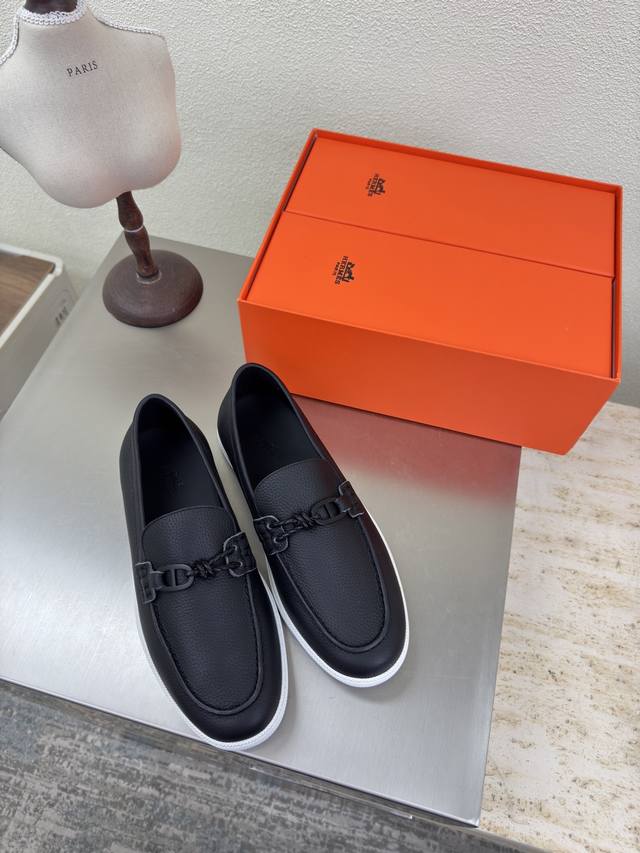 Hermes 爱马仕 H家 Game Kelly扣 厚底乐福鞋爱马仕 高版本 Hh 配手提袋 双只鞋盒包装 Game Kelly 扣 乐福鞋 咖啡色爱马仕 Jo