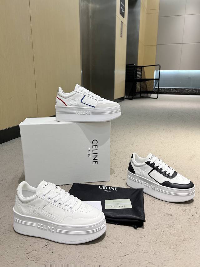 实价： Celine早春赛琳Trainer！Ct-10升级版低邦牛皮革系带运动鞋；时尚轻松又高级，无论是通勤还是出游统统都Hold住！明星同款 时尚百搭、舒适度