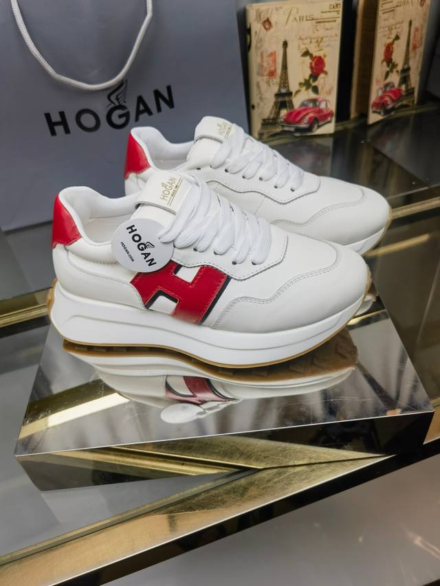 工厂P价 Hogan 霍根 H-Stripes系列情侣款厚底老爹鞋飞艇鞋休闲运动鞋。 顶级版本原版购入开发做货 此款H-Stripes系列运动鞋采用撞色高弹厚底
