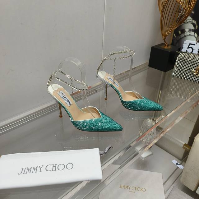 工厂P价 女装女鞋 运动原单 Jimmychoo 专柜新款女神系列水工水钻高跟鞋众多明星上脚，国内外博主刷爆的一个系列，仙女必备 鞋面：进口水钻鞋面 内里：进口