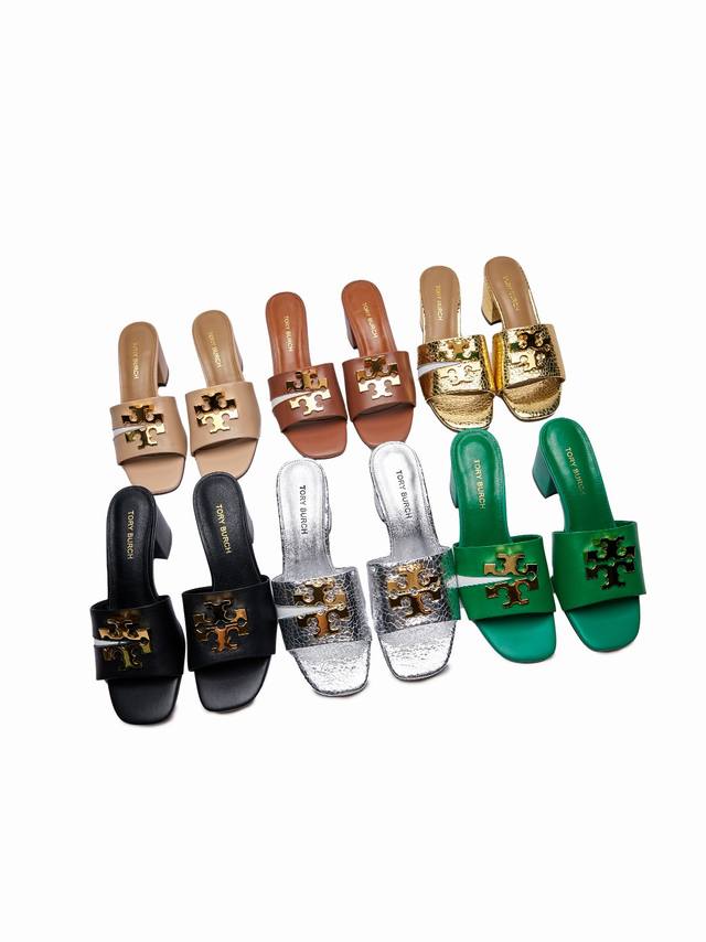 调工厂P价 女装女鞋 运动原单 Tory Burch 专柜最新款拖鞋，跟高6.5Cm，面料牛皮、内里羊皮，码数35一一43，橡胶底 皮底定做不退换
