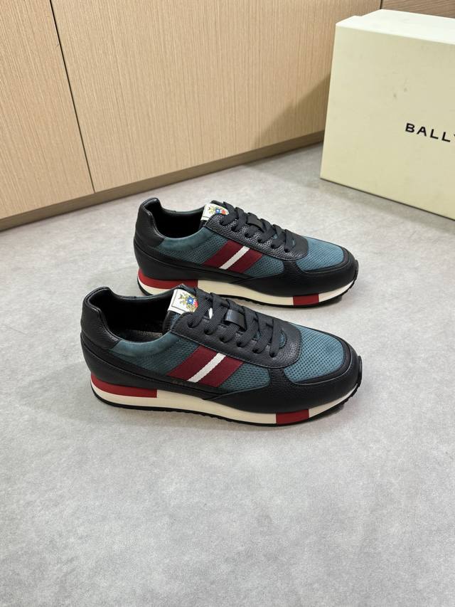 Bally 巴利 -高端品质 原单 休闲运动鞋 -鞋面：进口荔纹小牛皮、打孔磨砂小牛皮、鞋舌品牌布标、鞋身品牌织带、后跟空压品牌图腾 -内里：水染牛皮 -大底：