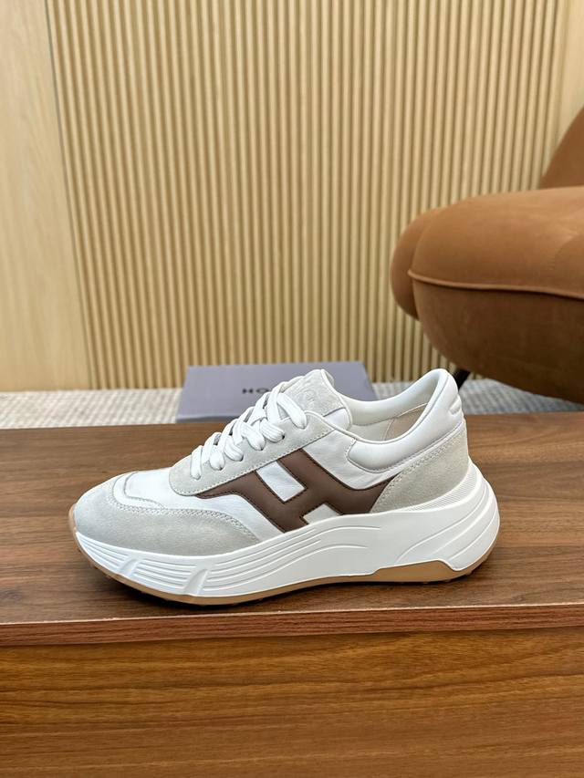 实价 Hogan 霍根 2025新款转图必爆 H-Stripes系列情侣款厚底老爹鞋飞艇鞋休闲运动鞋。 顶级版本原版购入开发做货 此款H-Stripes系列运动