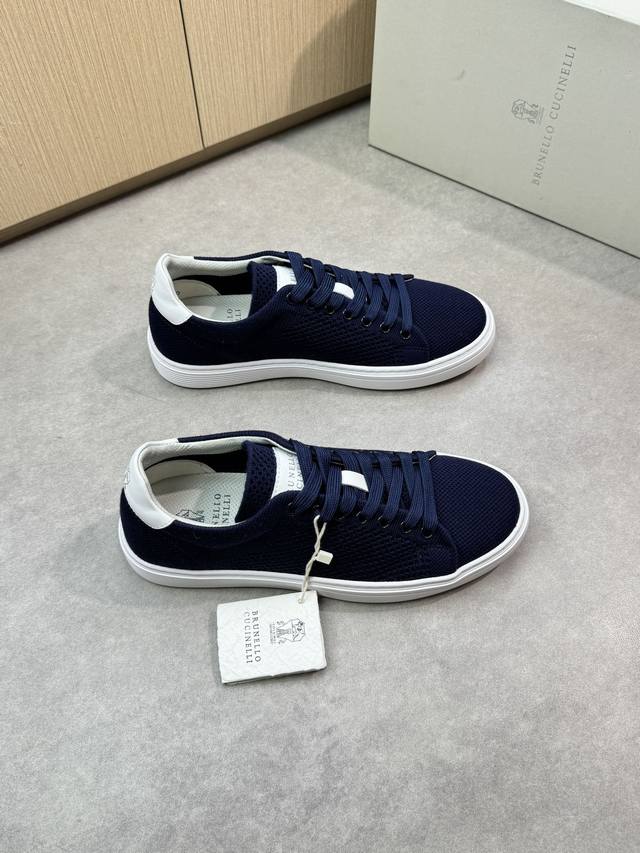 Brunello Cucinelli 布鲁内洛 库奇内利 -高端品质 原单休闲运动板鞋 -鞋面：进口纳帕小牛皮、品牌针织布匹、鞋舌.后跟；高周波品牌Logo -