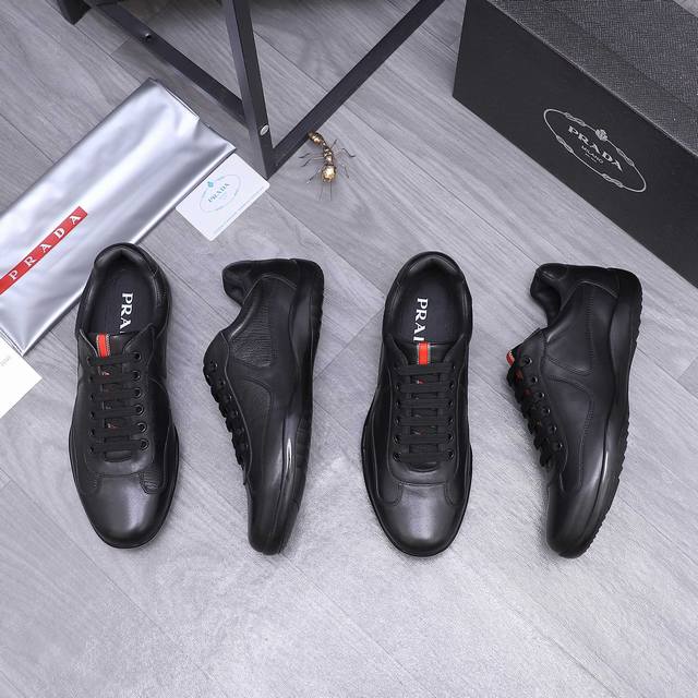 商品商标：Prada [普拉达] 休闲鞋 正码.码数: 38-46 45.46定做不退换 商品材料：精选 牛皮拼接荔纹皮鞋面 牛皮内里 防滑橡胶大底