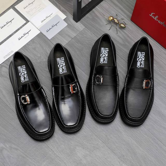 调工厂P价 男装男鞋 运动原单 商品商标：Ferragamo 菲拉格慕 商务休闲套脚鞋 正码码数: 38-45 45.定做不退换 商品材料：精选 荔纹牛皮鞋面