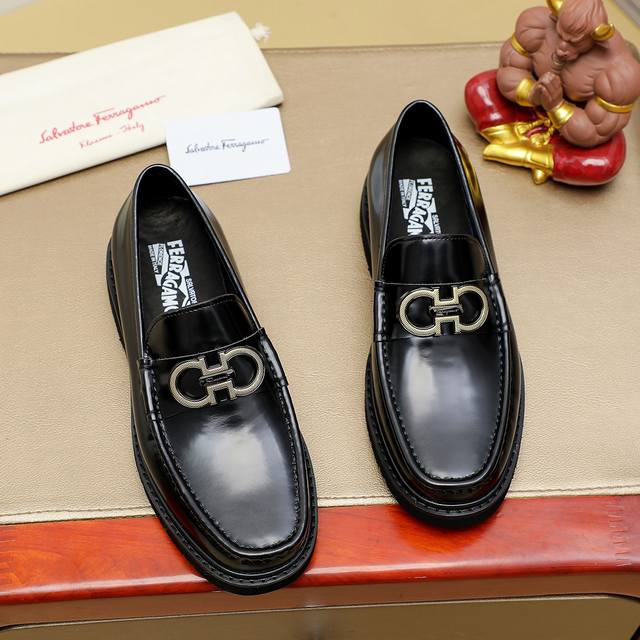 调工厂P价 男装男鞋 运动原单 菲拉格慕[Ferragamo] 顶级进口西装男鞋官网原版复制，商品材料：精选 进口压纹小牛皮+奢华五金扣配件~进口水染牛皮内里。
