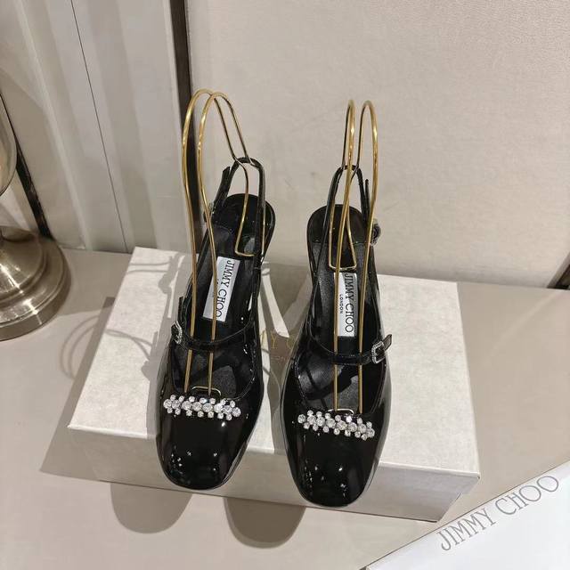 工厂P价 女装女鞋 运动原单 Jimmychoo新款Belinda Sling Back ，黑色车厘子色显白玛丽珍鞋型，小粗跟设计完美拉伸腿部线条！搭配小裙子，