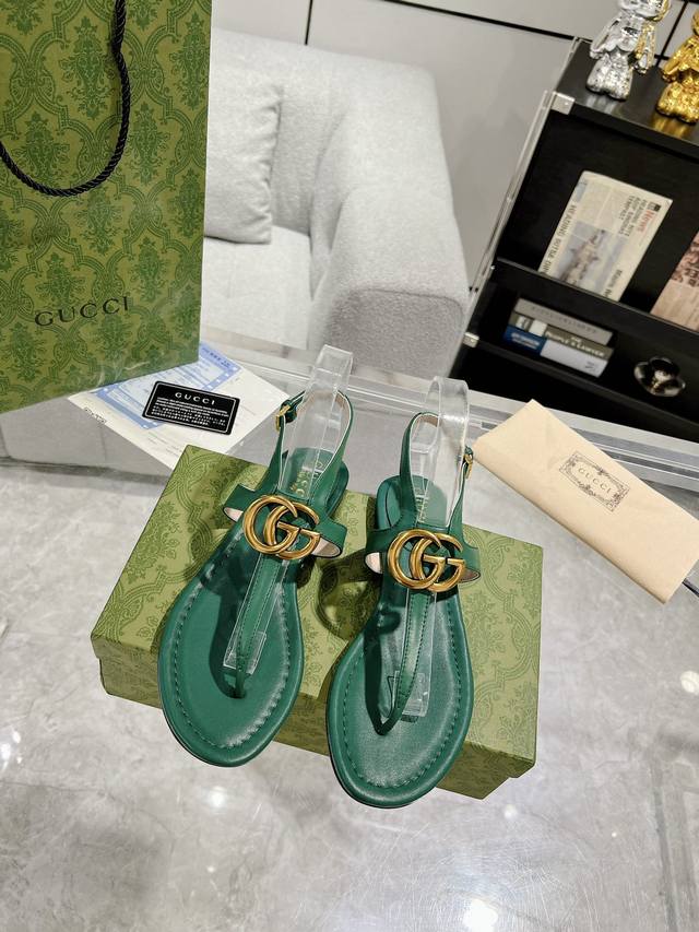 Gucci 夹脚双G凉鞋 正品一比一开发 原版材料 欢迎细节对比 码数:35-40