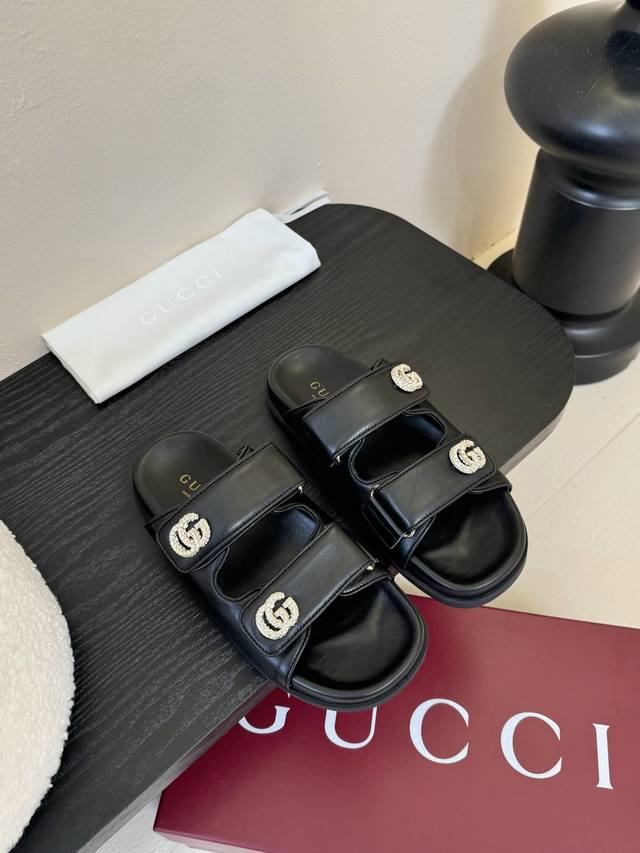 Gucci 古驰 双G扣设计很耐看 可调节大小 五金扣原版开模电镀不易褪色 面料：原版定制羊皮 内里：羊皮 大底：原版开模定制大底 Size：35-42 40