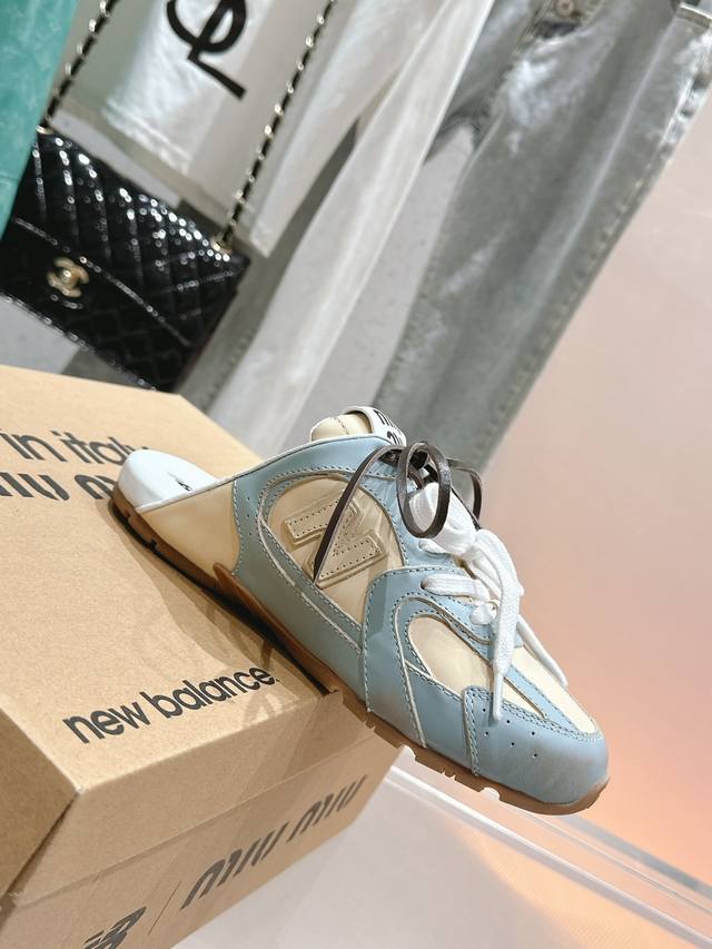 New Balance530缪缪丨纽巴伦联名款最新系列复古运动鞋半拖 原版一致擦色牛皮制作 经典时尚混搭双色鞋带設計 原版开模橡胶防滑耐磨大底 尺码35-40