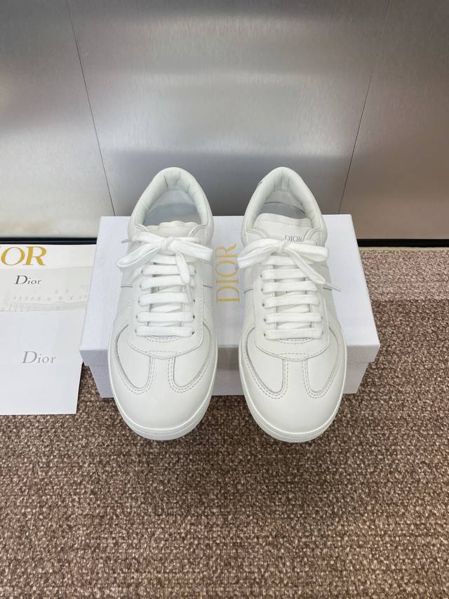 工厂P价P：P女款270 男款 迪奥 Dior B01 2025春夏最新情侣款系带休闲小白鞋 Cd字母Logo压花拼色德训鞋 明星同款平底圆头运动鞋 市场顶级版