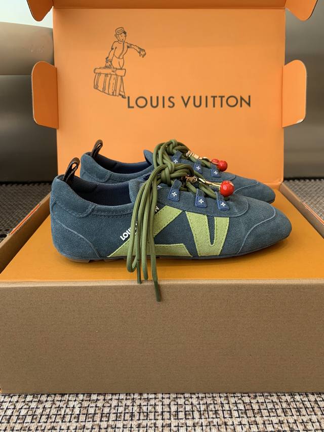 顶级版本女款 男款 樱桃配饰60 Louis Vuitton路易威登驴牌春夏Sneakerina系列 芭蕾运动鞋 德训鞋 情侣款 Sneakerina 芭蕾风运