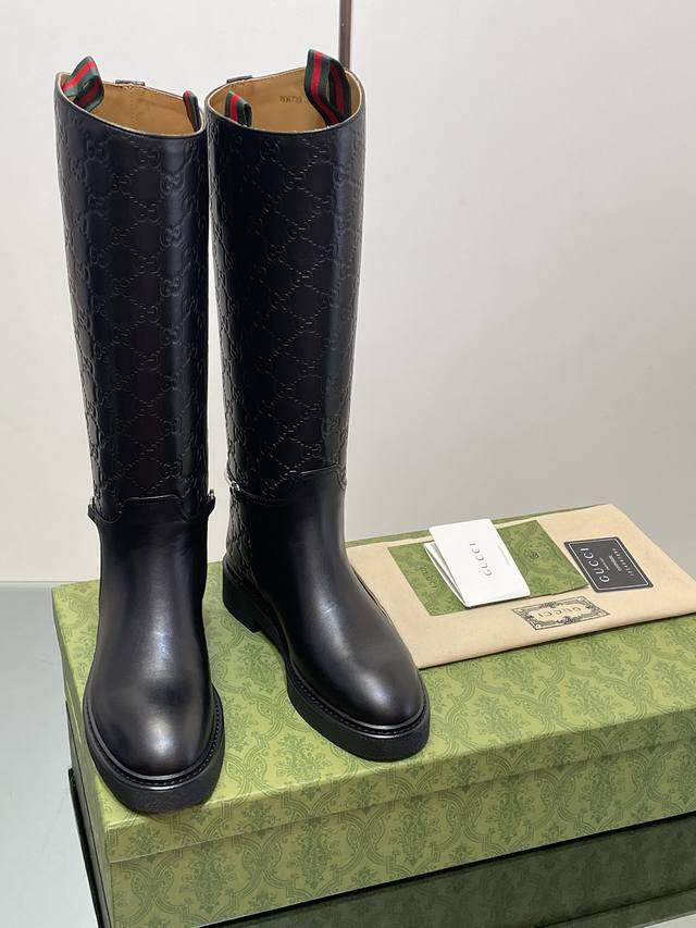 正常出货 售后 古奇 Gucci 秋冬修长造型马衔扣马术长靴 走秀款过膝靴顶级代购级 年底冲量底价 进口G G压纹小牛皮长靴重工艺所有制作整个做工与原版一致！