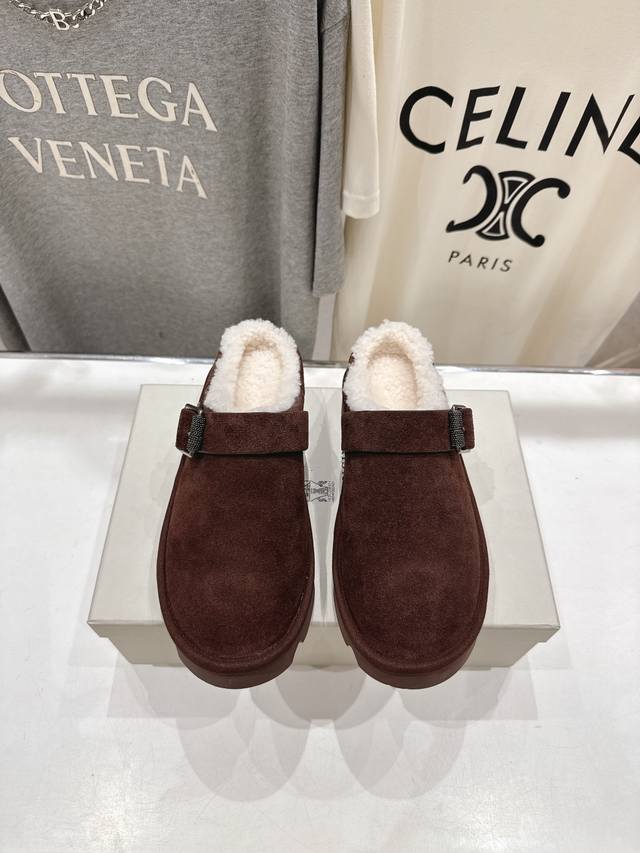 高版本出厂 Brunello Cucinelli 新款Bc秋冬半包毛毛拖鞋，市场高版本 Bc是意大利知名品牌，极简主义风格，复古又高级！简约又大气，属于非常耐看