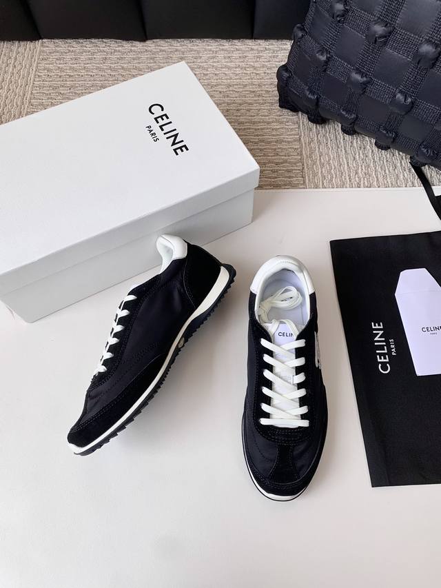 Celin* 最新系带休闲鞋小白鞋 高品货 鞋面原版羊反绒皮侧面高密度Logo刺绣工艺，简约百搭休闲系列～完美精修鞋楦调试非常到位，拆版开模Tpu大底，标准码: