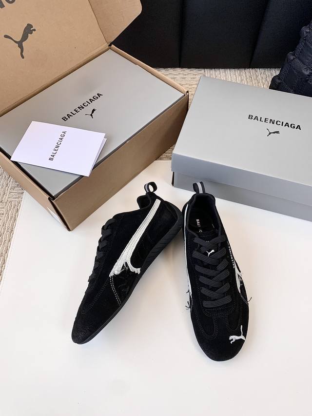 Balenciag*& Puma联名款情侣休闲鞋 东莞货 高版本 鞋面原版A级牛反绒皮做旧订制～精修鞋楦，好货看细节实拍，线条流畅版型正，大厂做工 非常考验细节
