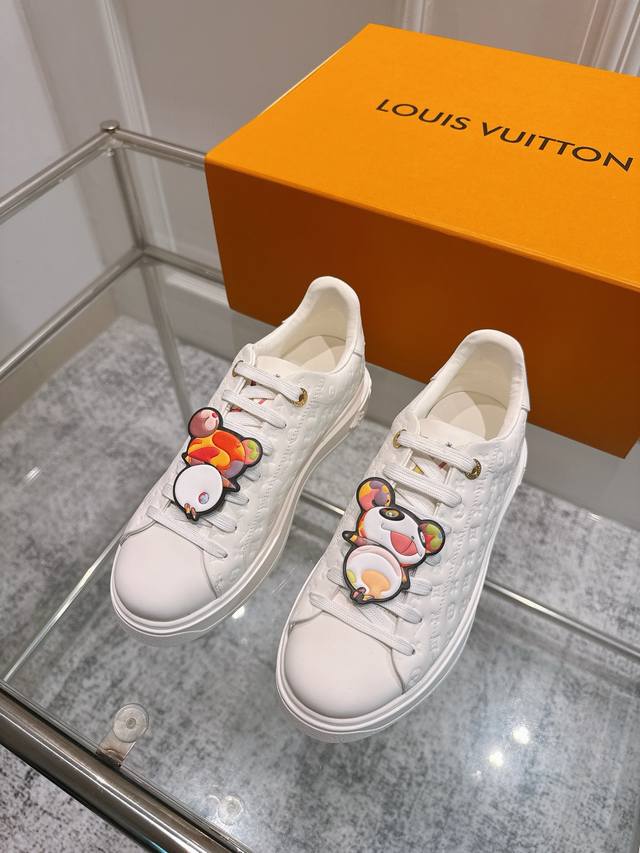 顶级版本：女款 Lv X Tm村上隆 联名款 驴牌 L家 Time Out 樱花系列 休闲 小白鞋 运动鞋 原版购入开发 做货 本款 Time Out 运动鞋出
