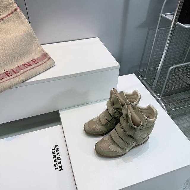 高品质出厂 ！顶级品质 Isabel Marant 伊莎贝尔2025Ss秋冬新款经典内增高魔术贴高帮休闲鞋小短靴！ 超级有高级感上脚超好看 关键超级舒适脚感一点