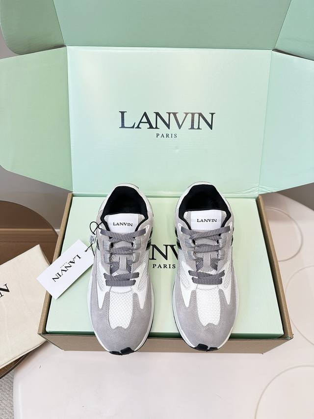 顶级品质 飞机盒组合包装 Lanvin｜浪凡时尚休闲运动鞋 情侣款跑步鞋P 25Ss新款原版复刻，做工精细，百搭好款上脚好看舒适 Lanvin浪凡四季休闲鞋运动