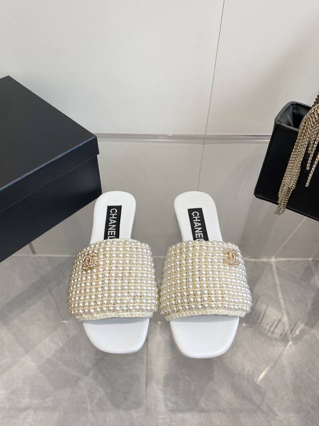 Chanel 小香 25Ss 春夏度假 珍珠懒人拖鞋