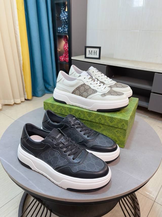 Gucci 古奇新款系带休闲男鞋抢先上市，材料做工完胜市场所有版本 最高品质出货头层牛皮配进口原版穿孔材料真皮内里，私模软质大底，上脚舒适度高、进口专用材料凸显
