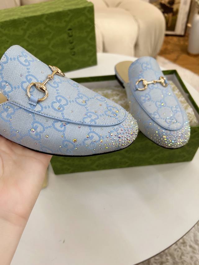 原单品质Guccisummer最新限量单鞋顶级品质发售购入正品开发原版特烫钻工艺经典双G老花面内里羊皮配合意大利原板材质与工艺原版一致 真皮大底 码数:35-4