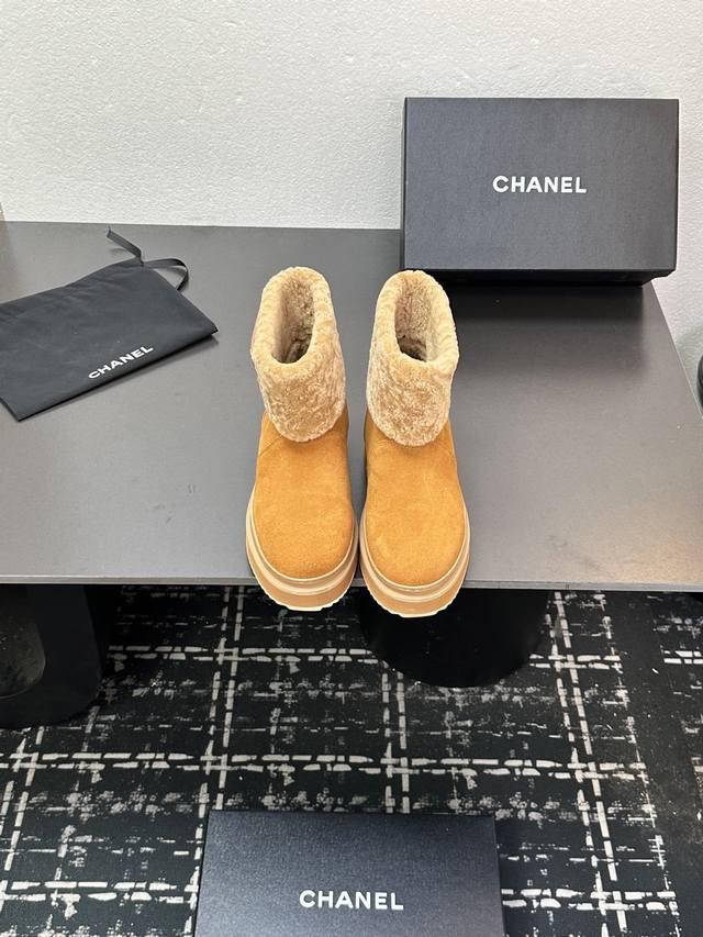 Aw专柜最新 Chanel香奈儿小香风Chanel秋冬款真羊毛雪地靴短靴系列 超級有范又保暖时尚超多网红明星街拍各种ｌｏｏｋ意大利入购原版开发 正品級 顶级版本