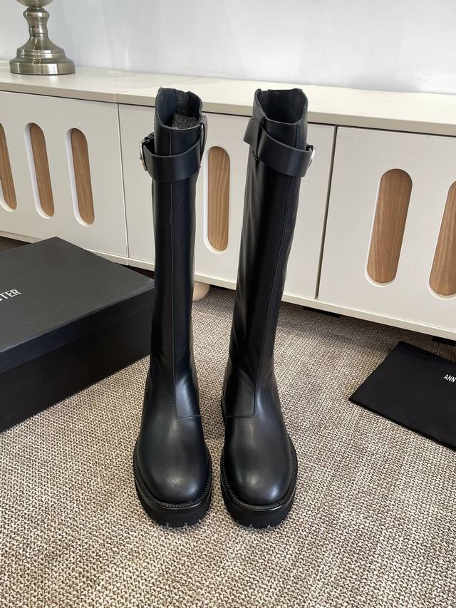 Ann Demeulemeester 官网Jay Boots骑士靴长 升级版-顶级全新呈献 优选进口小牛粒面皮：经典暗亮黑蜡感风格 100% Zp对比做货，An