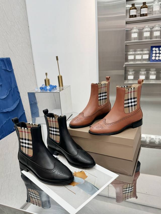 工厂P价 女装女鞋 运动原单 新款-- Burber*Y专柜主打款、出自名师设计。 搭配巴家独有的格子风格 鞋面采用顶级牛皮+羊皮内里 羊皮垫脚， 绝对是今年引