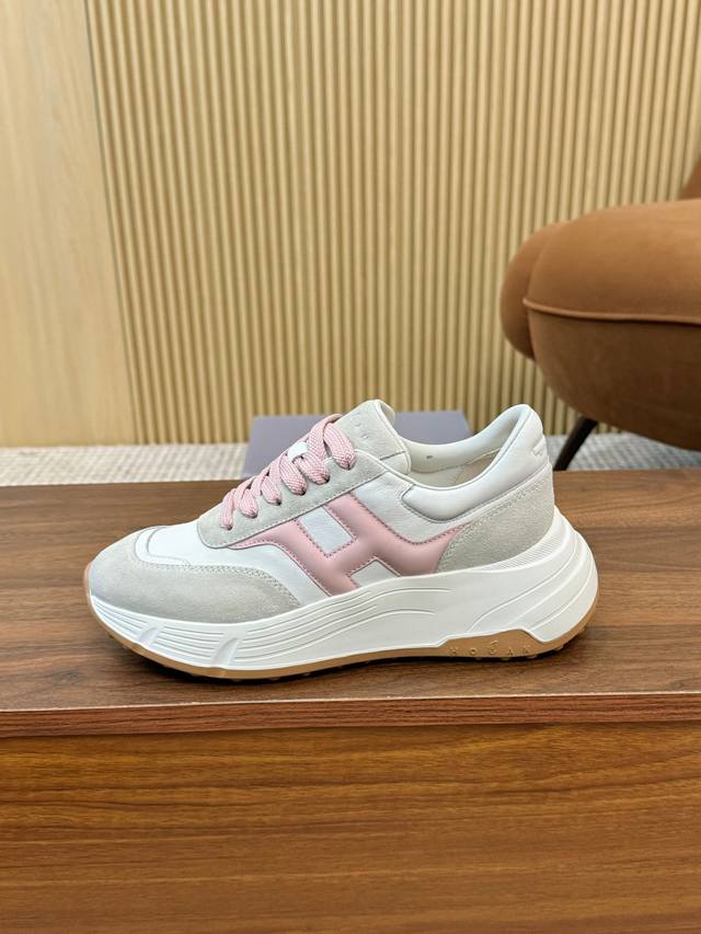 实价 Hogan 霍根 2025新款转图必爆 H-Stripes系列情侣款厚底老爹鞋飞艇鞋休闲运动鞋。 顶级版本原版购入开发做货 此款H-Stripes系列运动