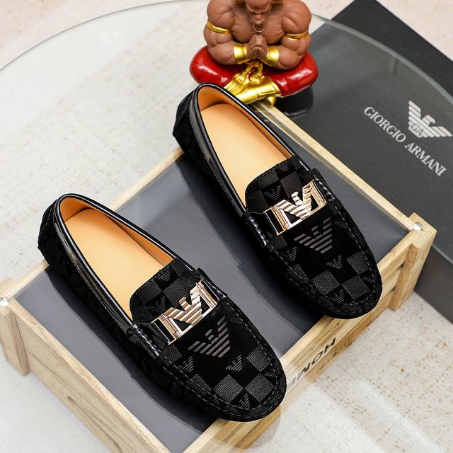 工厂P价 阿玛尼 Armani 新款休闲豆豆鞋、专柜一比一制作 优质做工，原单品质、进口牛皮鞋面皮内里原版橡胶大底、｛高品质看得见｝欧洲站高端大牌男鞋 码数：4