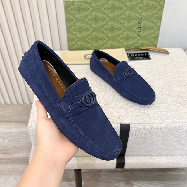 G家 男士豆豆鞋 2025官网同步 高端品质 市场顶级版本 进口头层磨砂皮黑色牛里垫脚水染棕牛里。 尺码38-45