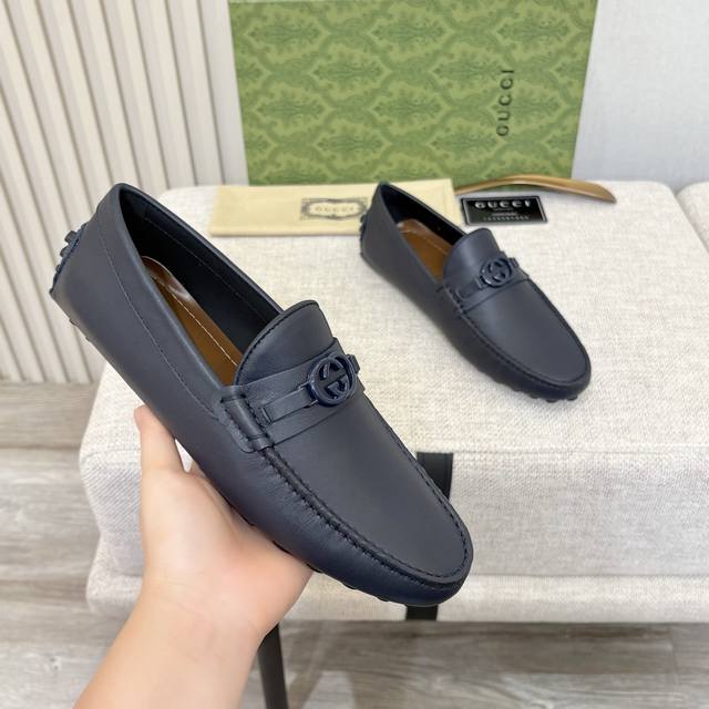 G家 男士豆豆鞋 2025官网同步 高端品质 市场顶级版本 进口头层小牛皮黑色牛里垫脚水染棕牛里。 尺码38-45