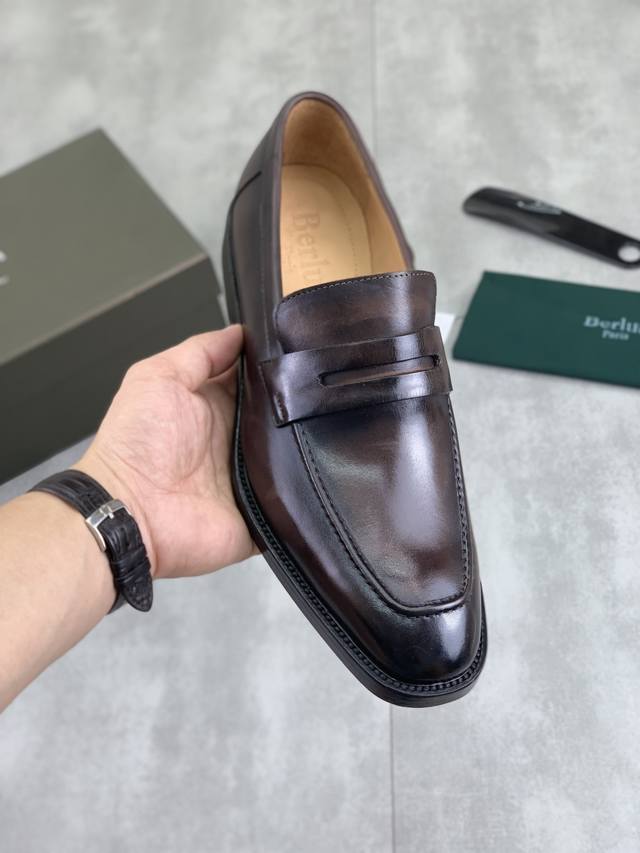工厂P价P 实价 真皮大底系列 水染牛里 顶级品质 布鲁提 Berlu*I~皮革牛津鞋，高端男士正装商务皮鞋，顶级原单1：1货！原版进口意大利原生态牛皮胚，手工