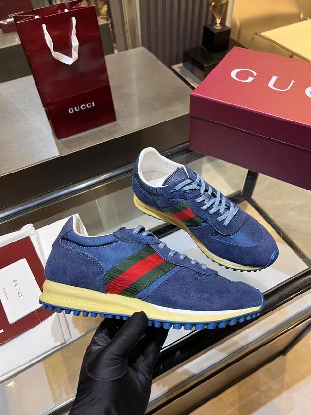 实价 Gucci古驰 顶级版本 最新 走秀款 Re-Motion系列 厚底 休闲 运动鞋 原版购入开发 做货 这款运动 面料: 原版定制进口头层牛皮 鞋底：原版
