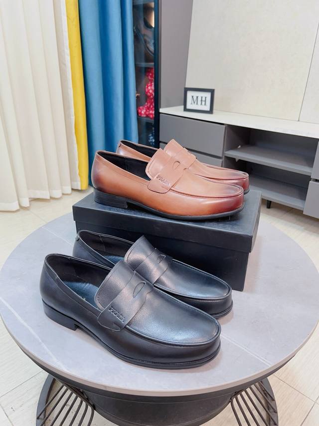 出厂价P Prada 普拉达皮鞋 顶级代购 意大利进口原版定制开边珠牛皮面、全进口水染透气牛皮里垫、原厂特供原版成型底超级舒适，码数：38-44