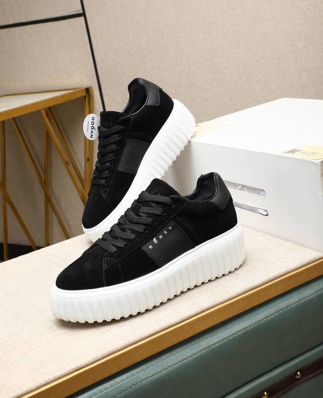 出厂价P Hogan 霍根 2025新款转图必爆 H-Stripes系列情侣款厚底饼干鞋飞艇鞋休闲运动鞋。 顶级版本原版购入开发做货 此款H-Stripes系列