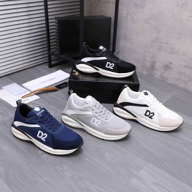 商品商标：Dsquared2 男式休闲鞋 正码码数: 38-46 45.46定做不退换 商品材料：精选牛皮拼接网鞋面 网内里 牛皮鞋垫 原版大底