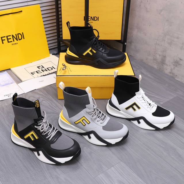 商品商标：Fendi 芬迪 休闲鞋 正码码数: 38-45 45定做不退换 商品材料：精选 牛皮拼接透气布面 毛线圈鞋帮 网内里 原版大底