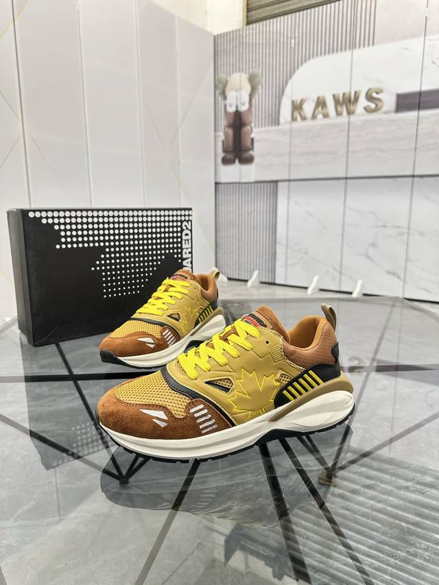 售 价: P 商品商标：Dsquard D2次方* 低帮运动鞋 正码码数: 35-44 可订做45.46. 商品材料：鞋面进口牛皮，透气内里，原版大底。 编 号