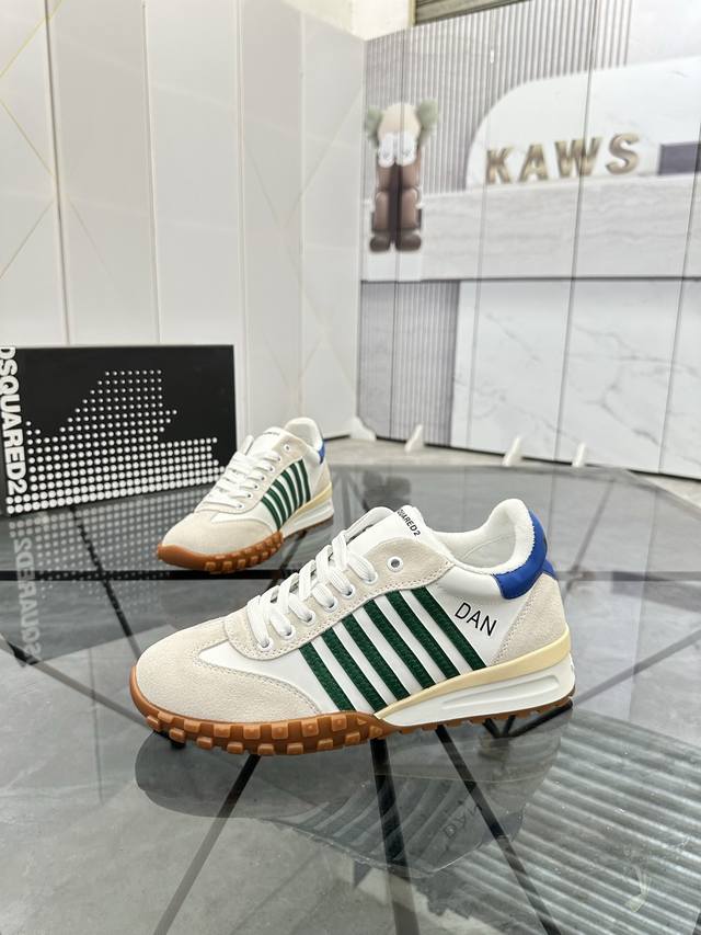 售 价: P 商品商标：Dsquard D2次方* 低帮休闲鞋 正码码数: 38-45 可订做46. 商品材料：鞋面进口牛皮拼接磨砂皮，羊皮内里，原版大底。 编